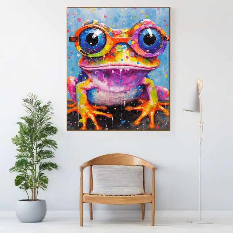 Diamond Painting - Frabenfroher Frosch mit Brillenaugen