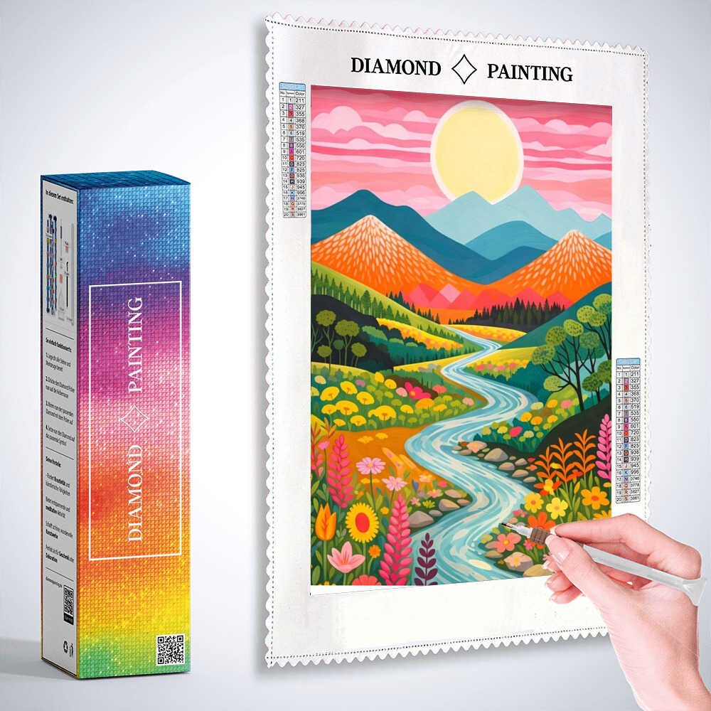 Diamond Painting - Sonnenzauber im Tal der Blumen