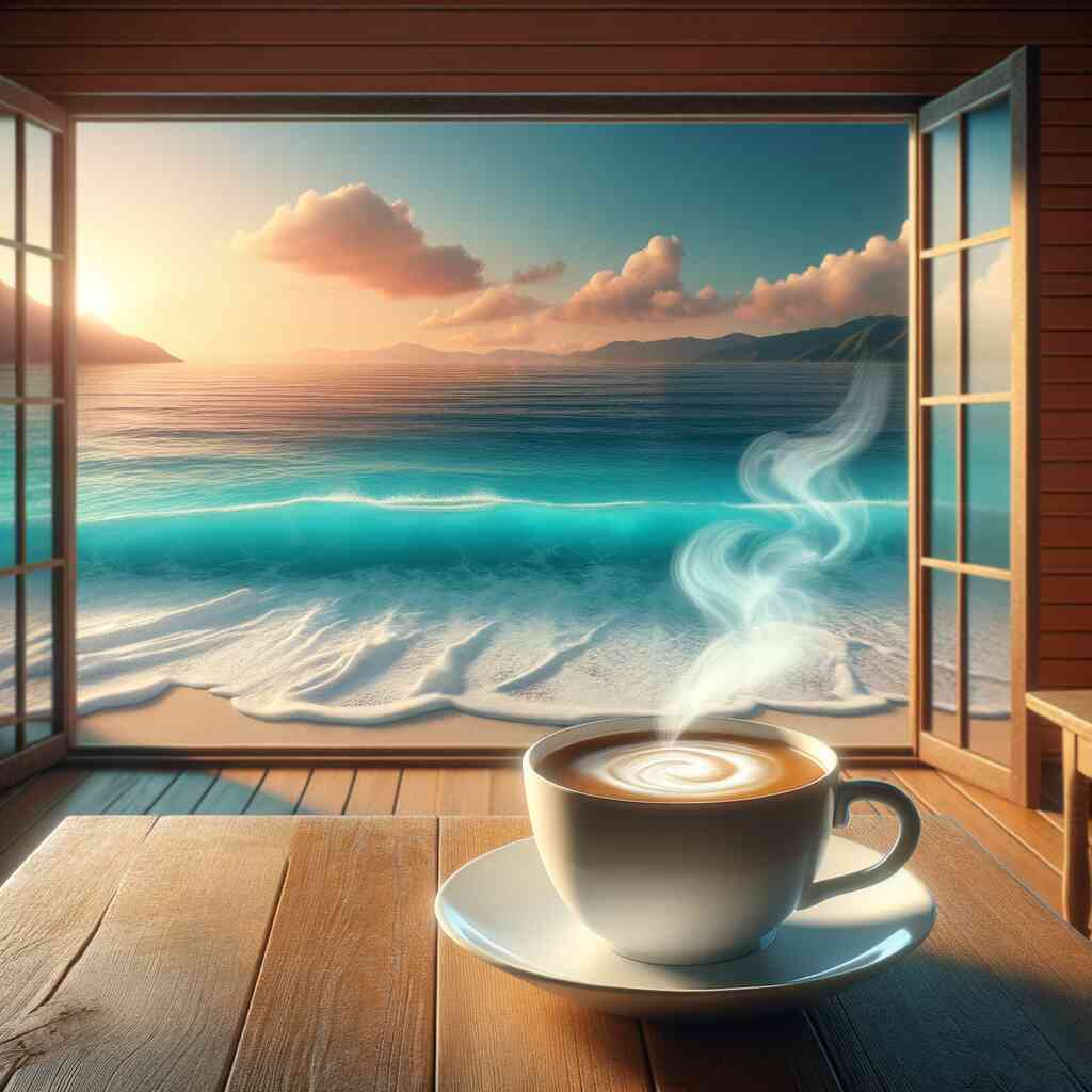 Diamond Painting - Kaffeegenuss am Meer