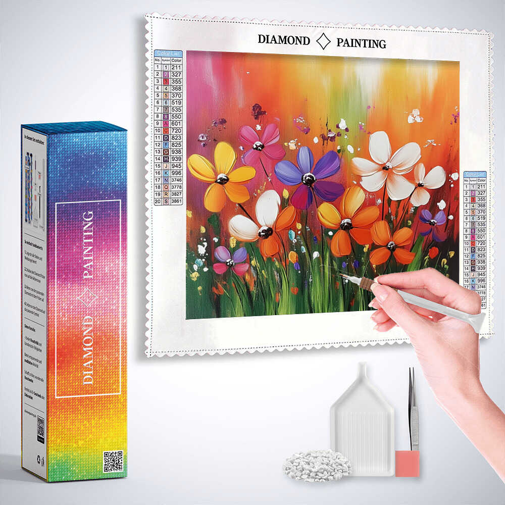 Diamond Painting - Blühendes Farbgeflüster, Abstrakt
