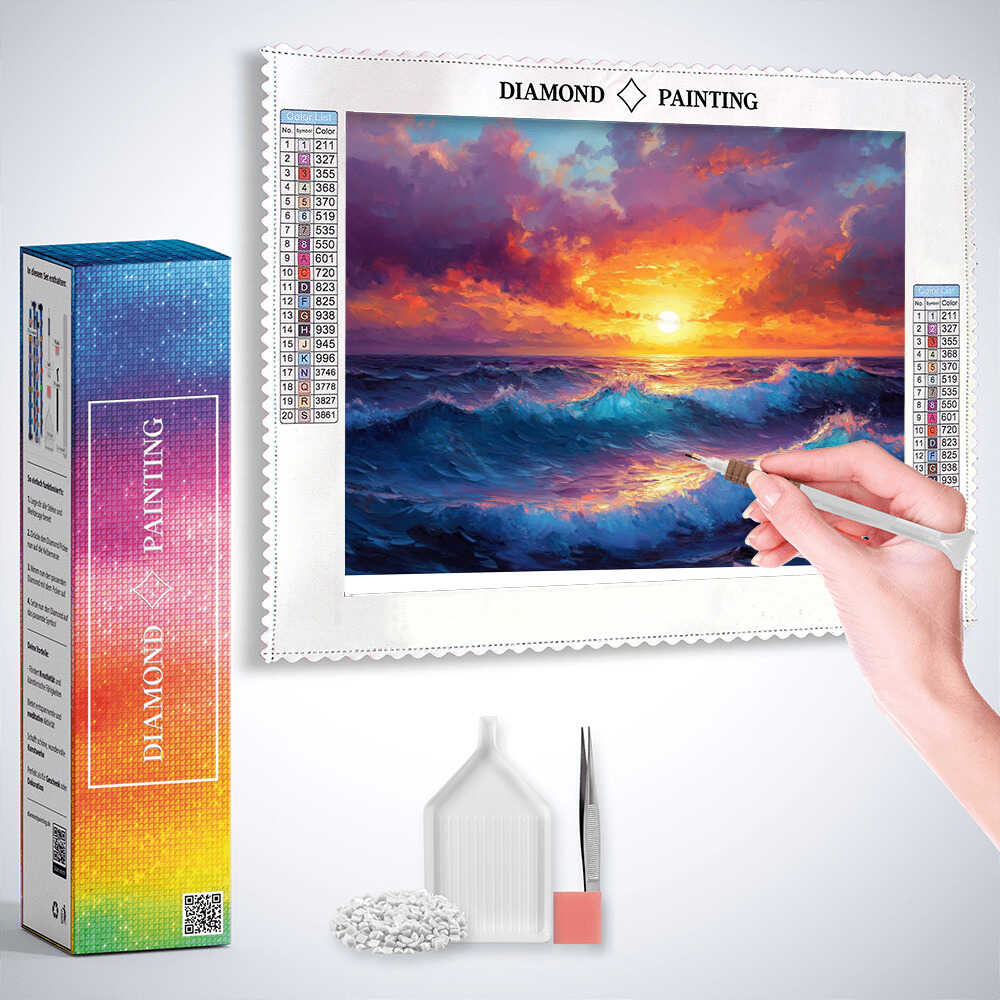 Diamond Painting - Sonnenfeuer am Ozean