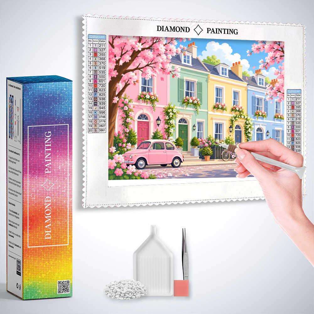 Diamond Painting - Frühlingszauber im Pastellviertel