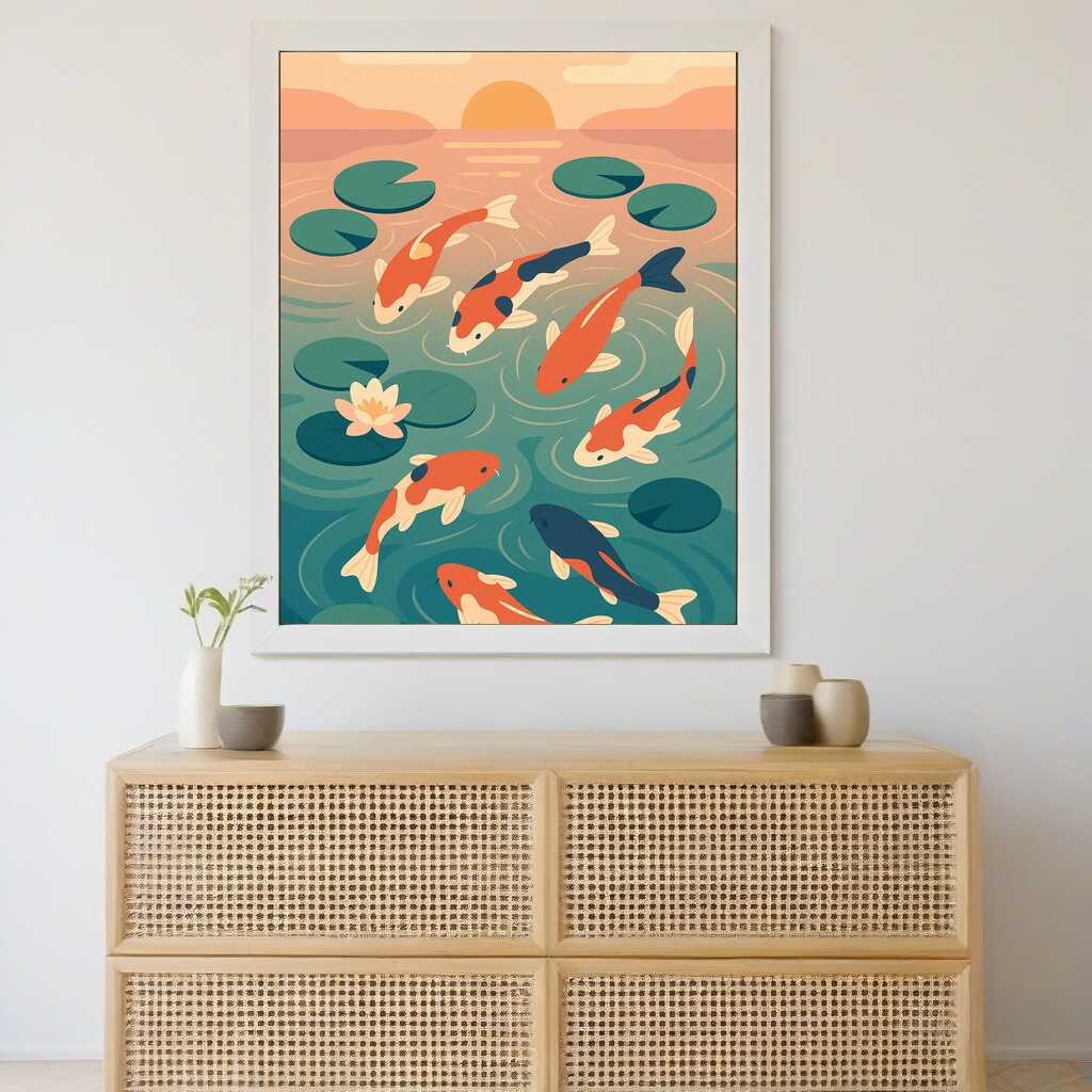 Diamond Painting - **Koi-Träume bei Sonnenuntergang**