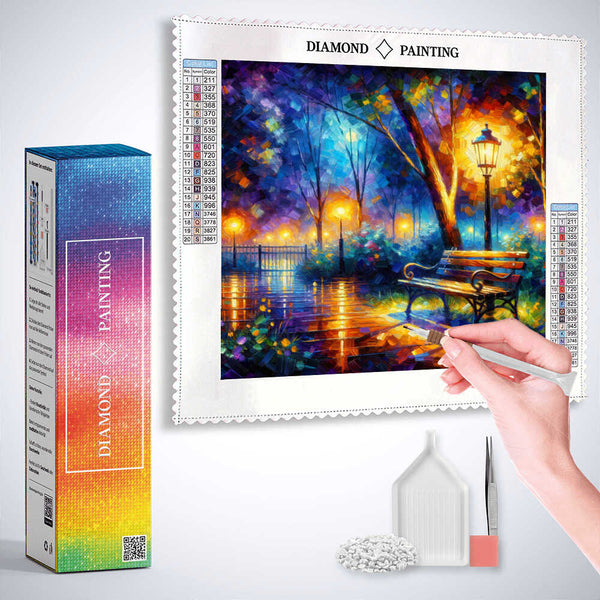 AB Diamond Painting - Lichterspiel mit Bank