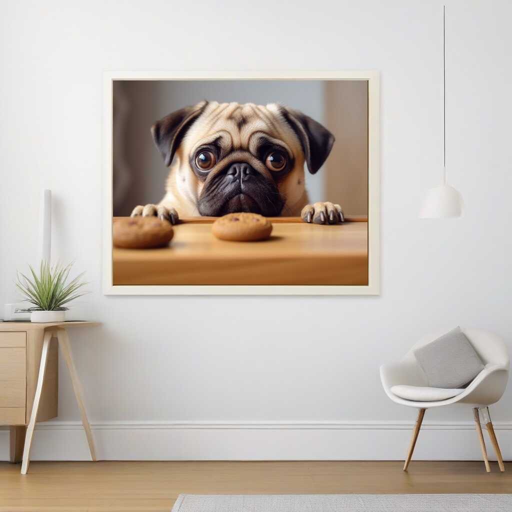 Diamond Painting - Versuchung in Braun, Mops hat hunger