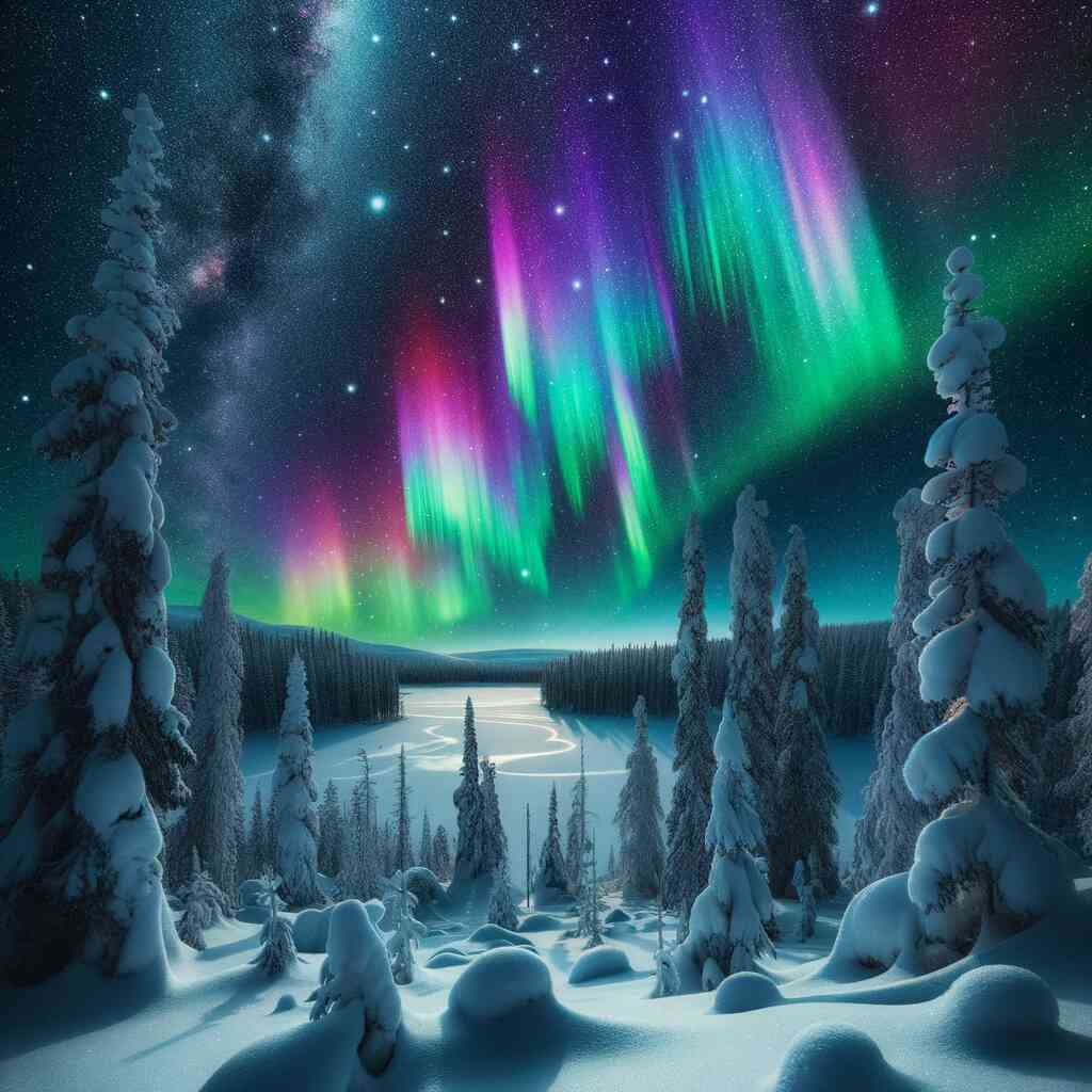 Diamond Painting - Polarlichter des Geheimniswaldes