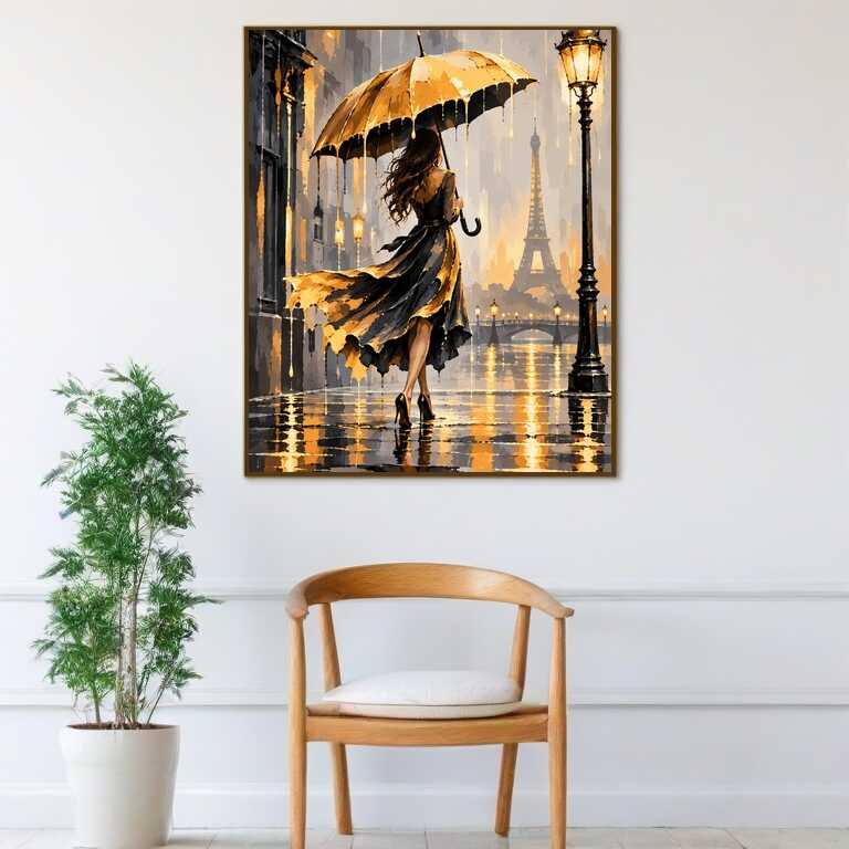 Diamond Painting - Goldene Regentropfen über Paris