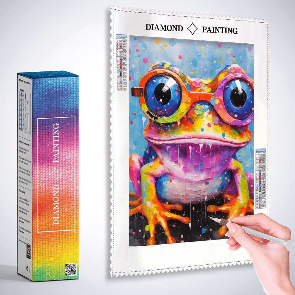 Diamond Painting - Frabenfroher Frosch mit Brillenaugen