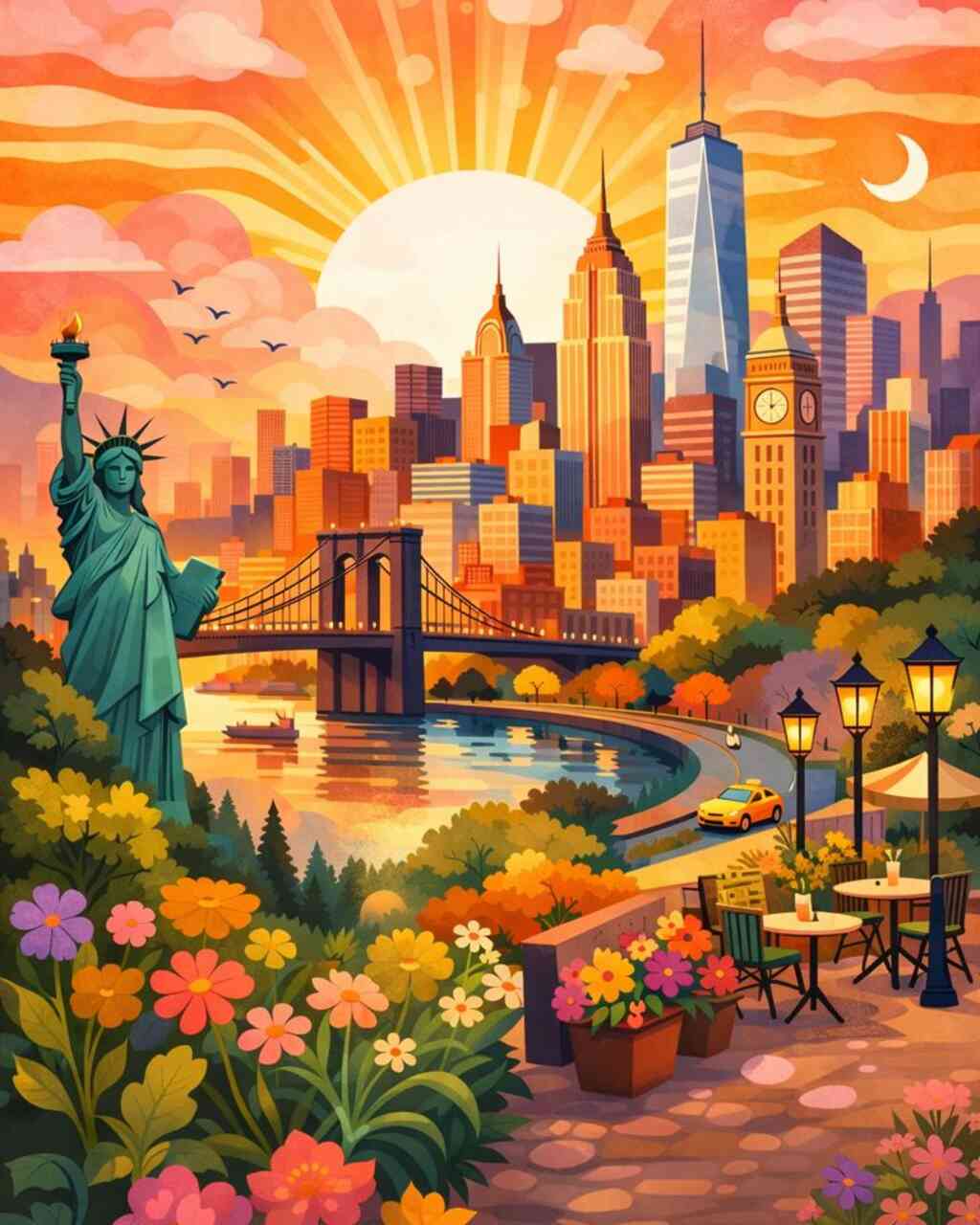 Diamond Painting - Sonnenaufgang über Manhattan