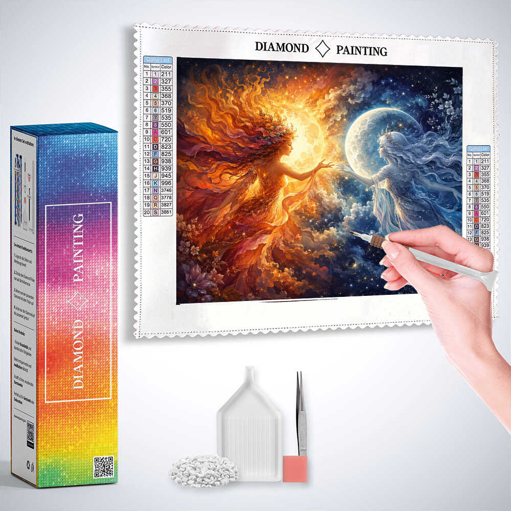 Diamond Painting - Sonnenkuss und Mondglanz