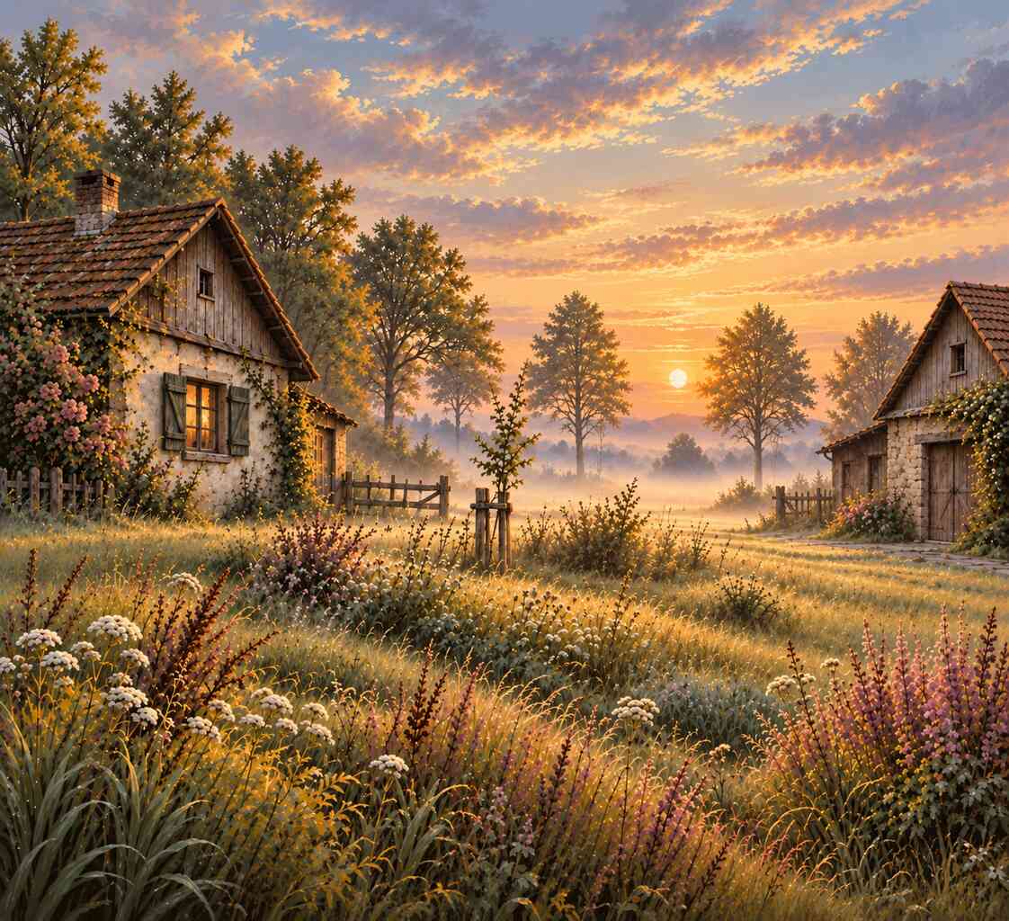 Diamond Painting - Morgenstille im Landhausgarten