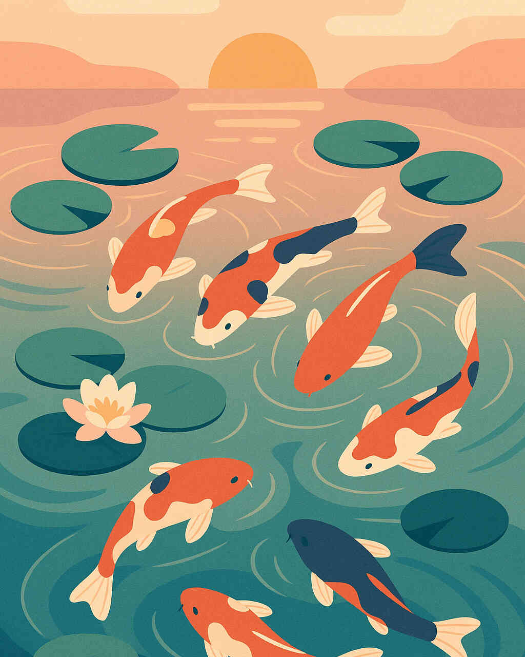 Diamond Painting - **Koi-Träume bei Sonnenuntergang**