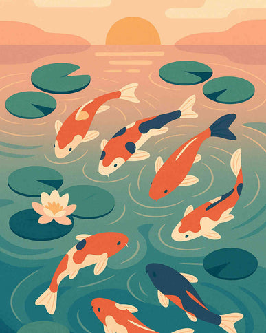 Diamond Painting - **Koi-Träume bei Sonnenuntergang**