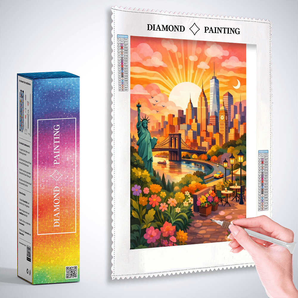 Diamond Painting - Sonnenaufgang über Manhattan