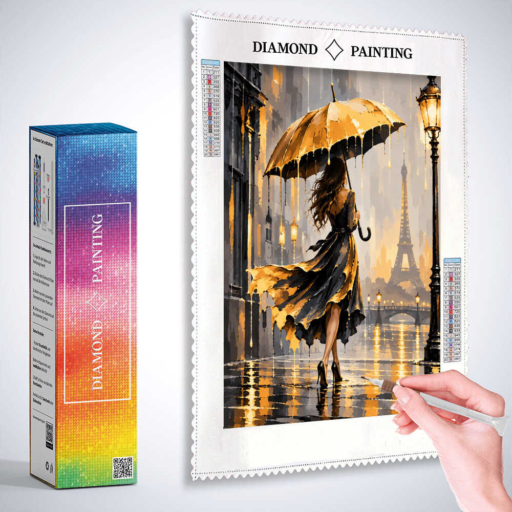 Diamond Painting - Goldene Regentropfen über Paris