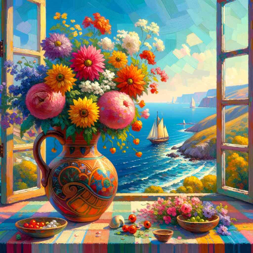 Diamond Painting - Fensterblick auf das Mittelmeer