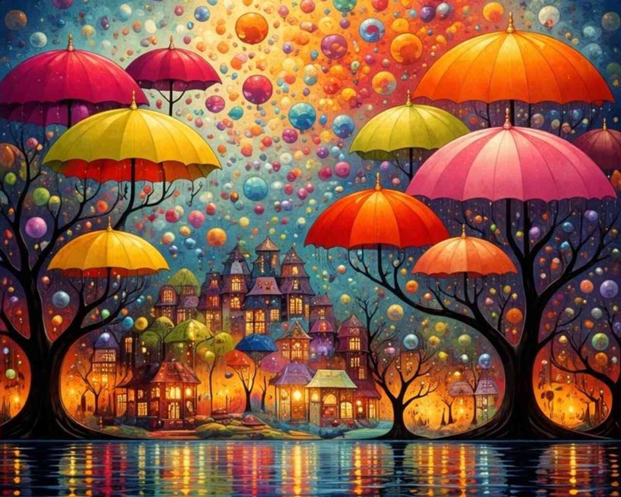 Diamond Painting - Magische Regenschirme der Fantasie