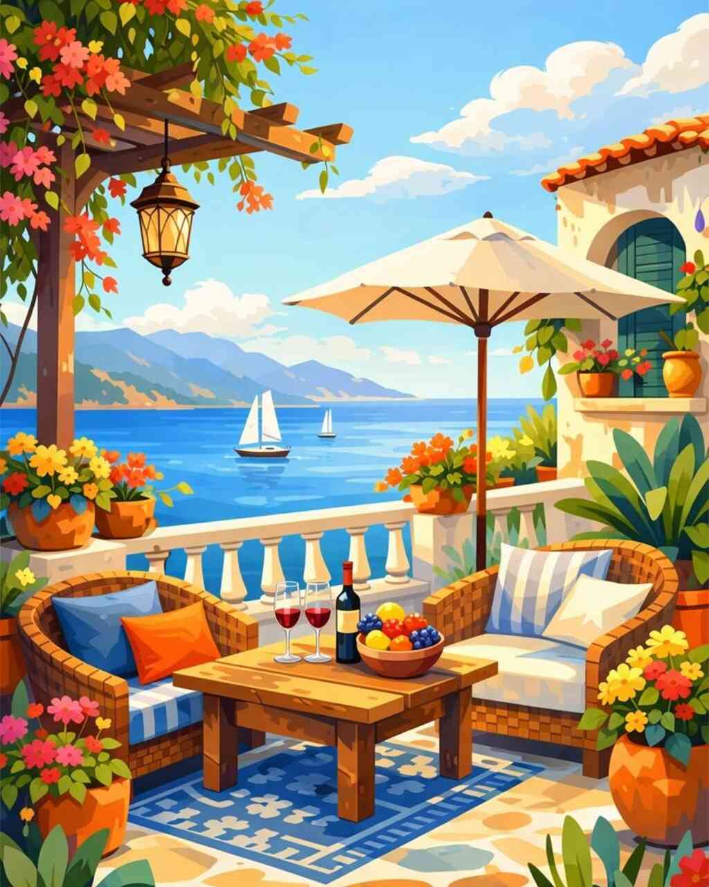 Diamond Painting - Mediterrane Sommerträume, Abstrakt