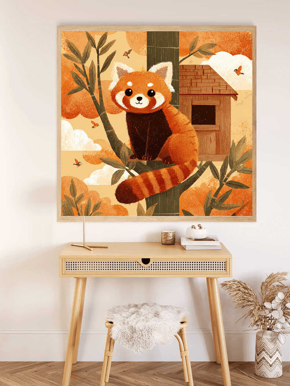Diamond Painting - Herbstträumer: Der kleine Panda im Bambuswald