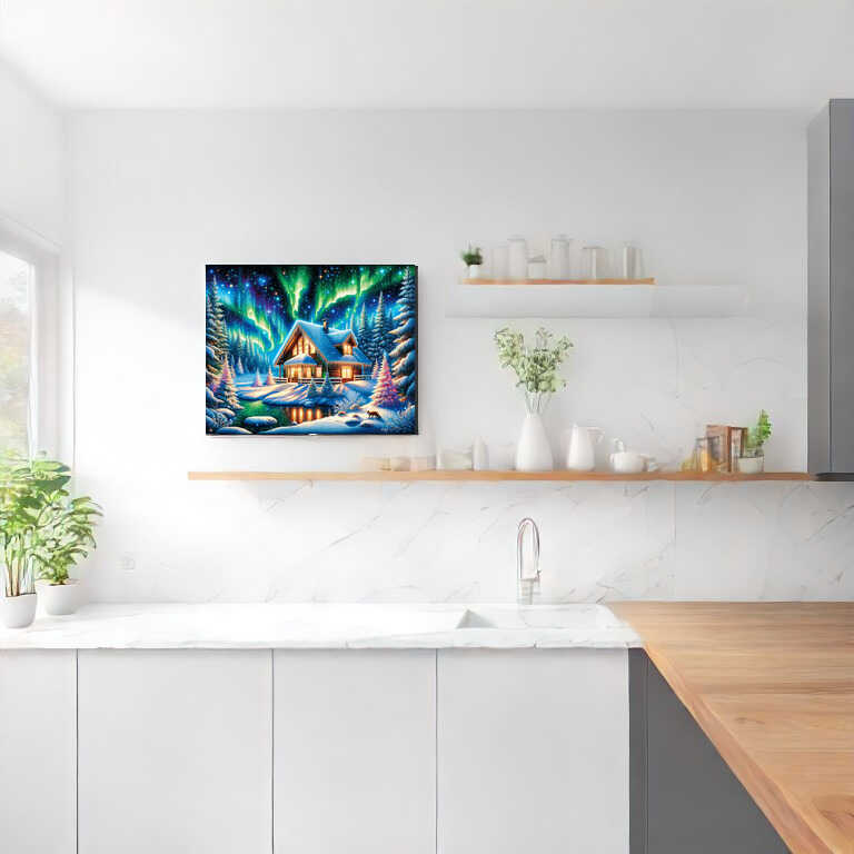 Diamond Painting - Winterhaus Polarlicht