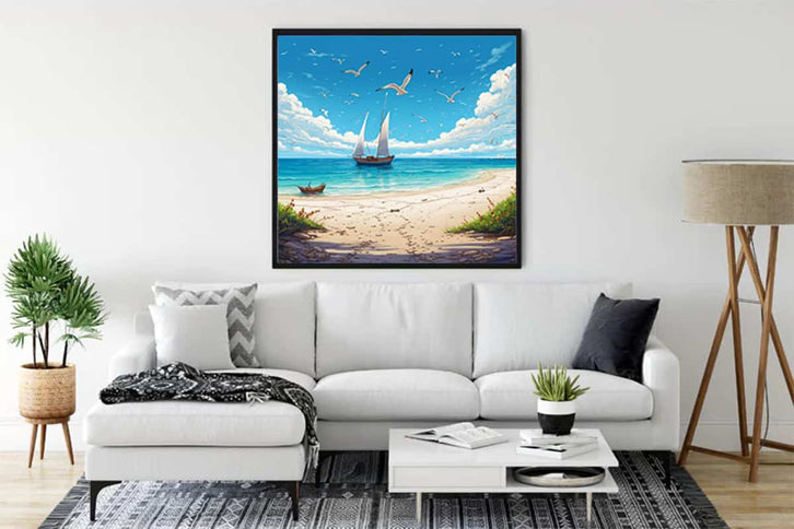 Diamond Painting - Paradiesstrand - gedruckt in Ultra-HD - Boote, Meer, Neu eingetroffen, Quadratisch, Strand