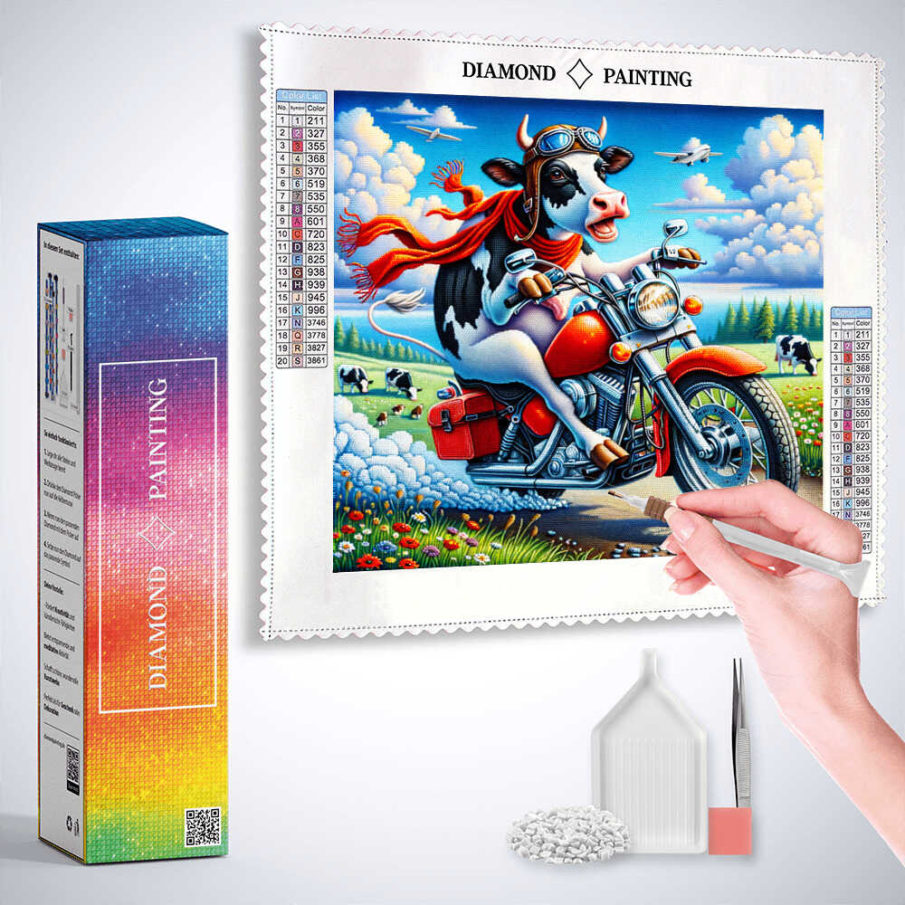 Diamond Painting - Motorrad Kuh