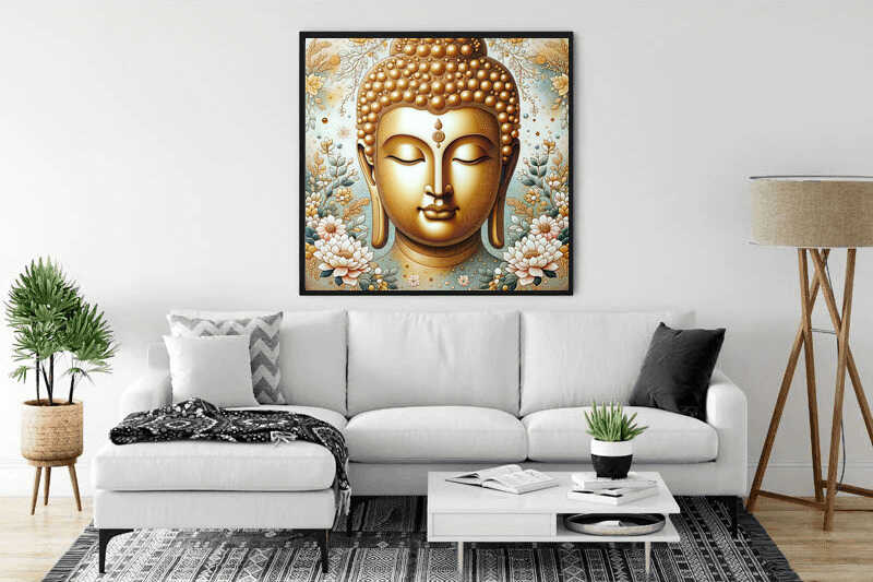 Diamond Painting - Buddha Kopf und Statue