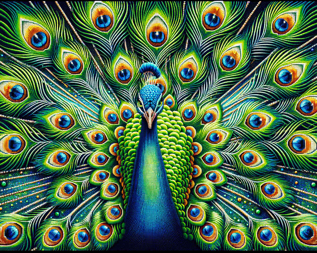 Diamond Painting - Pfau Grün und Blau