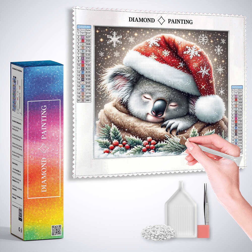 Diamond Painting - Koala mit Weihnachtsmütze