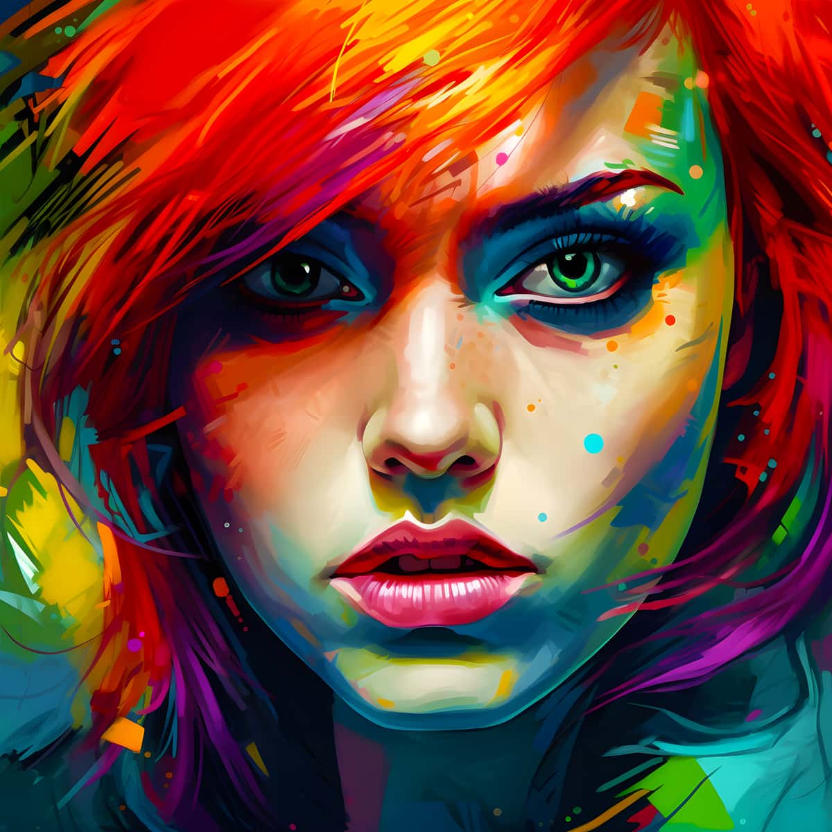 AB Diamond Painting - Portrait Farbexplosion - gedruckt in Ultra-HD - AB Diamond, Frau, Menschen, Neu eingetroffen, Quadratisch