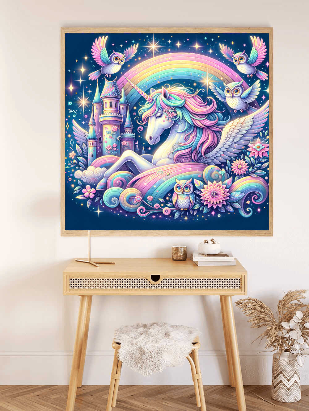 Diamond Painting - Einhorn mit Eulenturm