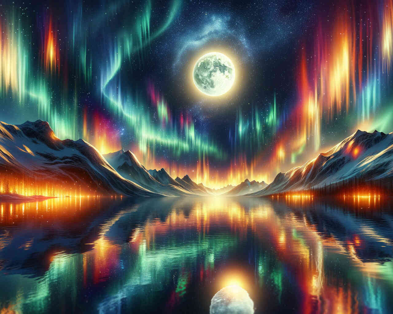 Diamond Painting - Polarlichter bei Vollmond