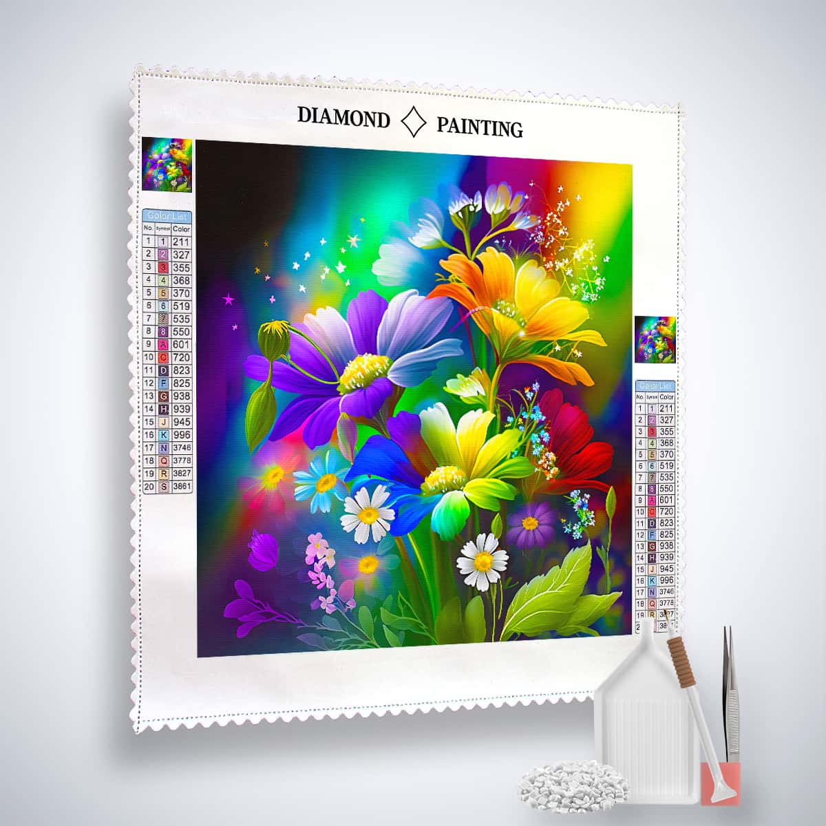 Diamond Painting - Regenbogenblumen - gedruckt in Ultra-HD - Blumen, Neu eingetroffen, Quadratisch