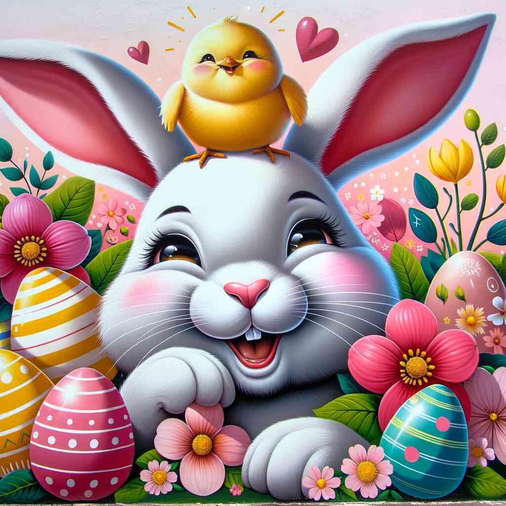 Diamond Painting - Osterhase mit Küken