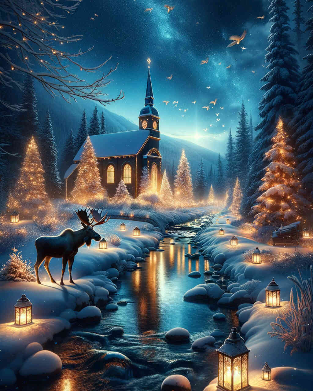 Diamond Painting - Kirche im Winter, Elche
