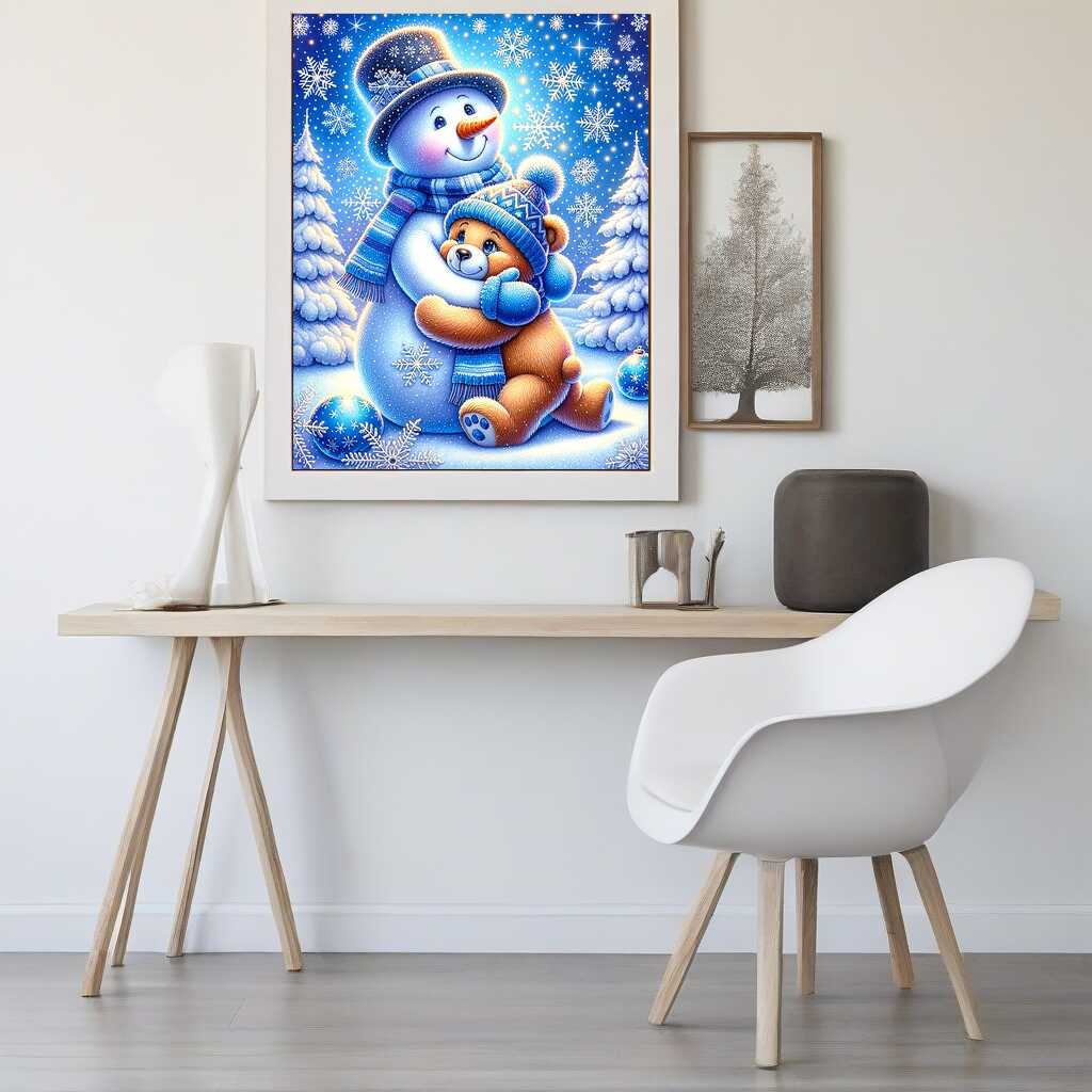 Diamond Painting - Schneemann und Bär, Freunde