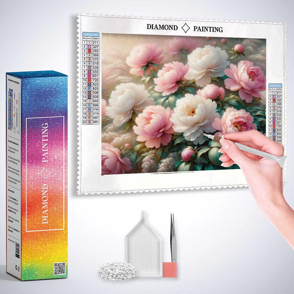 Diamond Painting - Rosa Blumenstrauß, Pfingstrosen