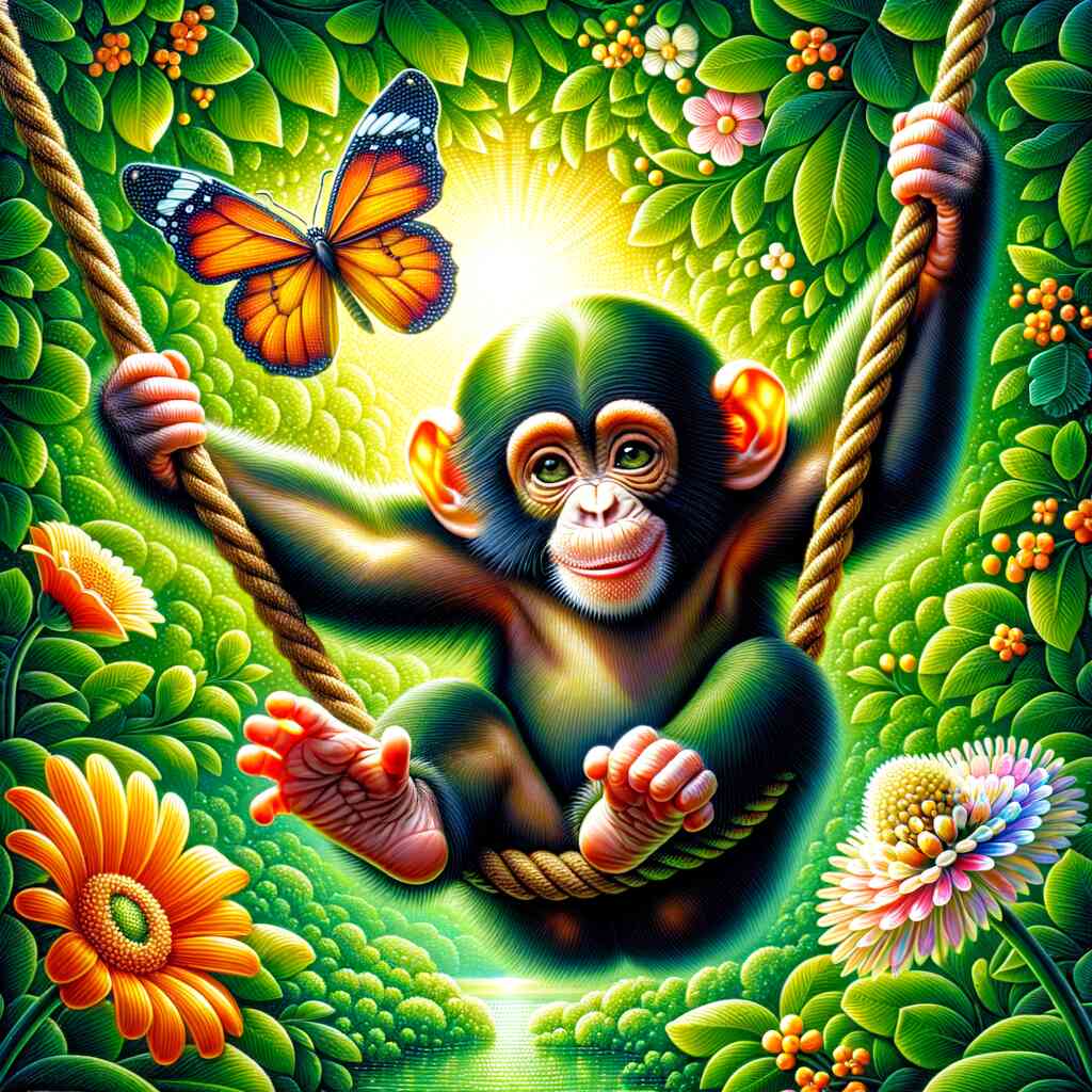 Diamond Painting - kleiner Chimpanse chillt