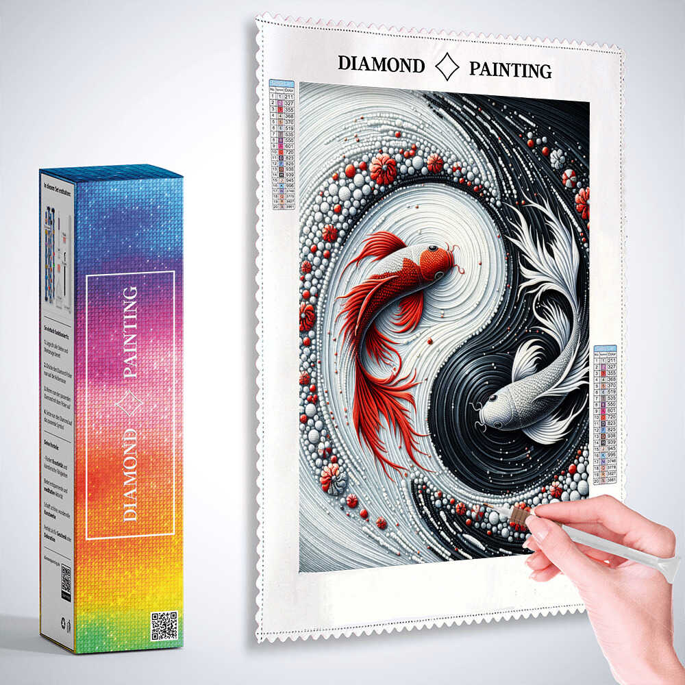 Diamond Painting - Schwarzer und weißer Fisch