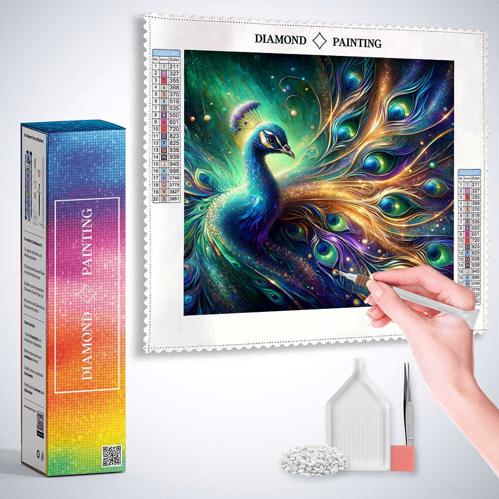 Diamond Painting - Prächtiges Rad des Pfau
