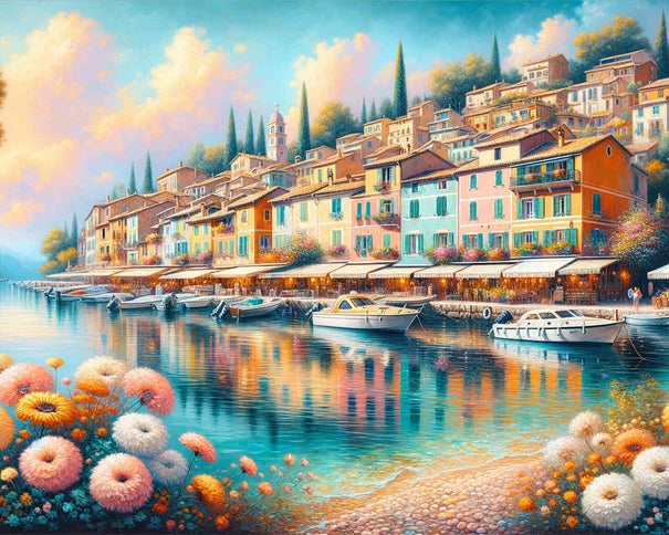Diamond Painting - Hafenstädtchen mediterran