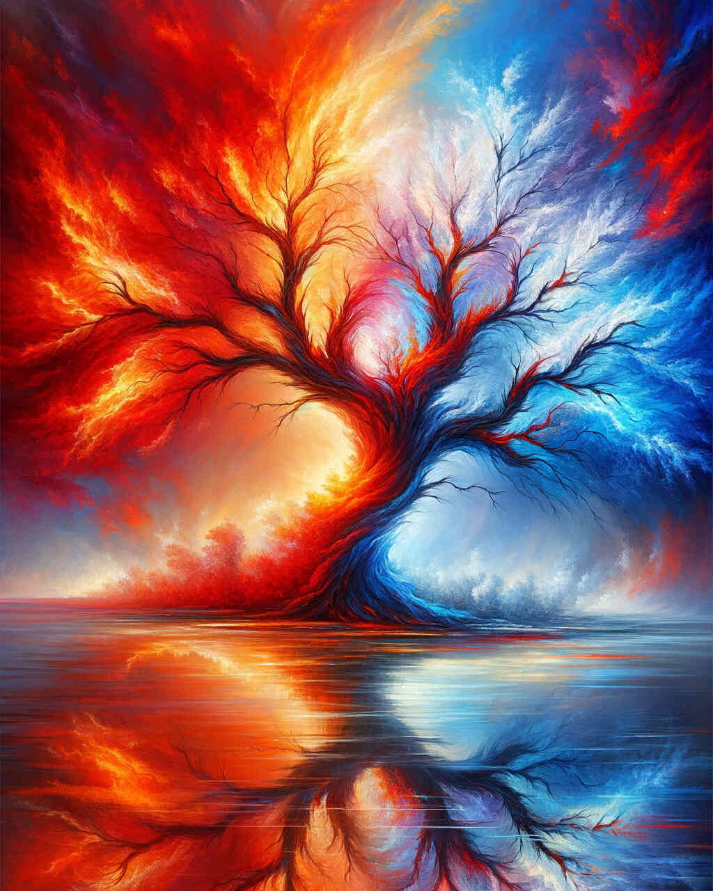 Diamond Painting - Jahreszeiten Baum, Rottöne