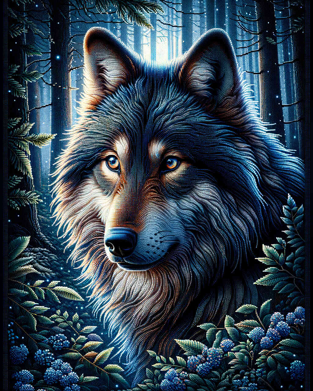Diamond Painting - Farbimpression liebevoller Wolf