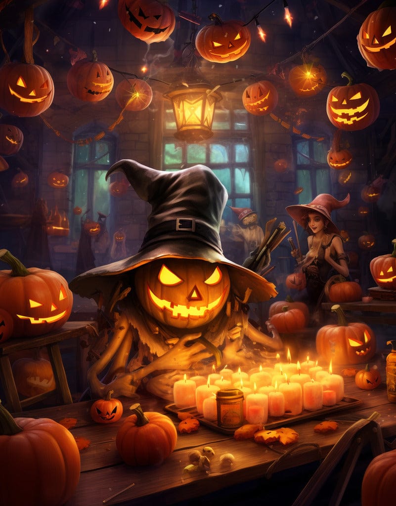 Diamond Painting - Happy Halloween, Kürbis und Fledermaus