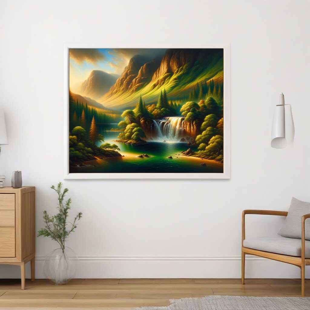 Diamond Painting - Berge und Wasserfall im Wald