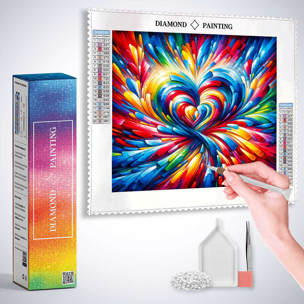 Diamond Painting - Herzen bunt und abstrakt
