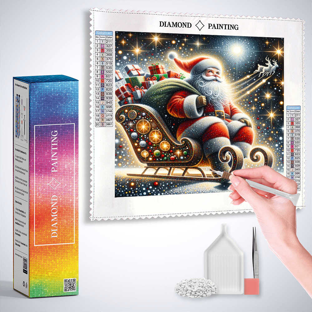 Diamond Painting - Weihnachtsmann mit Geschenken