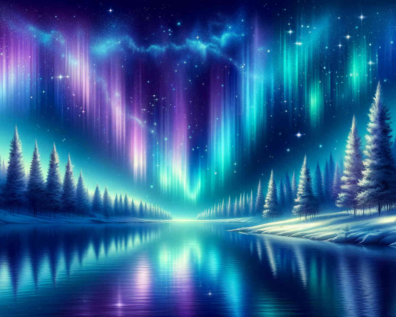 Diamond Painting - Polarlichter in blau