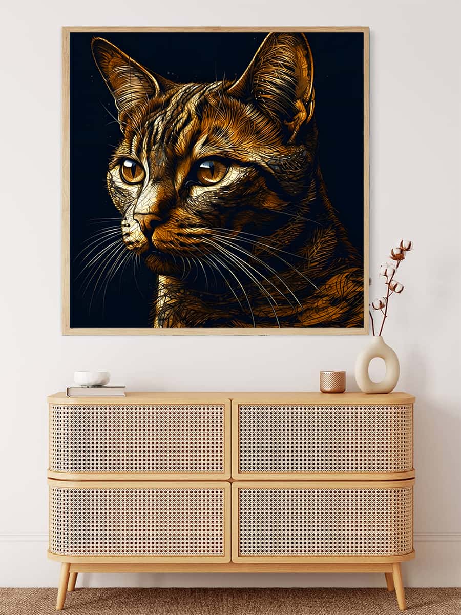 Malen nach Zahlen - Schöne Katze - hochwertige Leinwand - 170523, Katze, Neu eingetroffen, Quadratisch, Tiere