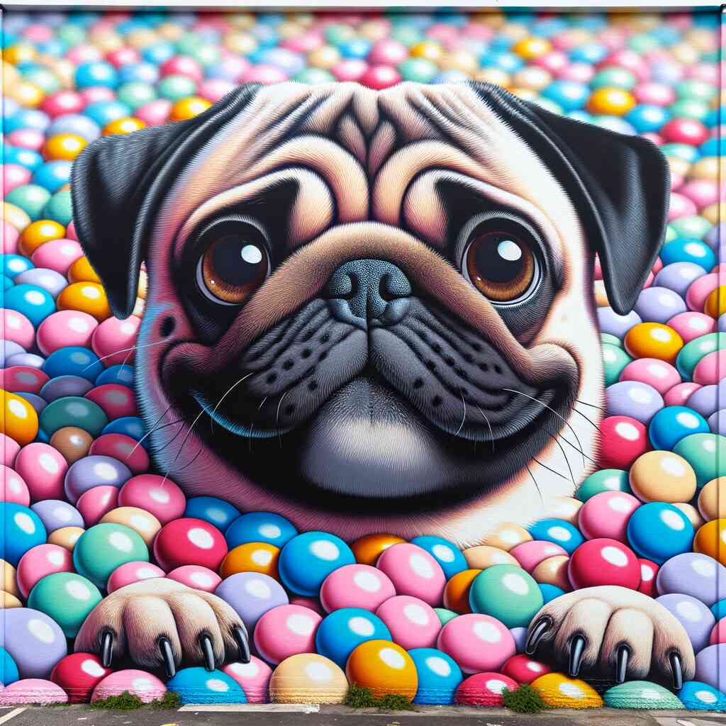 Diamond Painting - Mops in Bonbon Bad